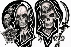 headshot of depressed grim reaper tattoo idea