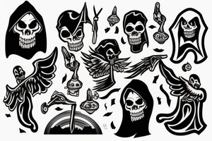 headshot of depressed grim reaper tattoo idea