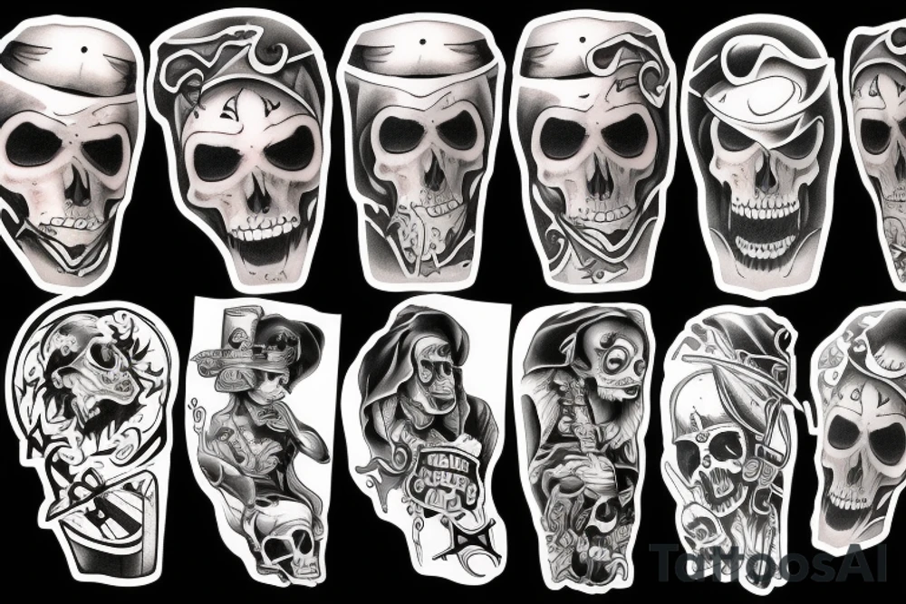 headshot of depressed grim reaper tattoo idea