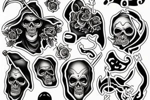 headshot of depressed grim reaper tattoo idea