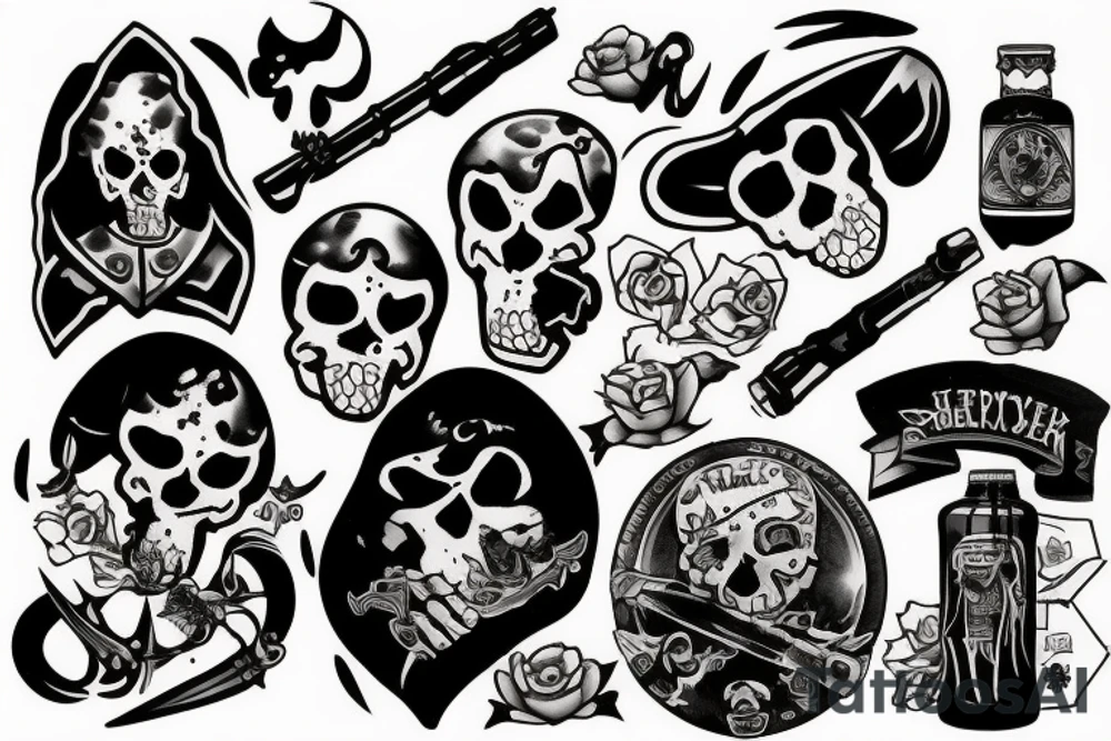 headshot of depressed reaper tattoo idea