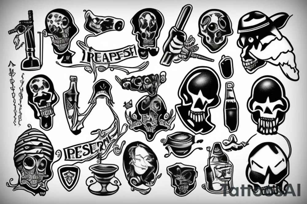 headshot of depressed reaper tattoo idea