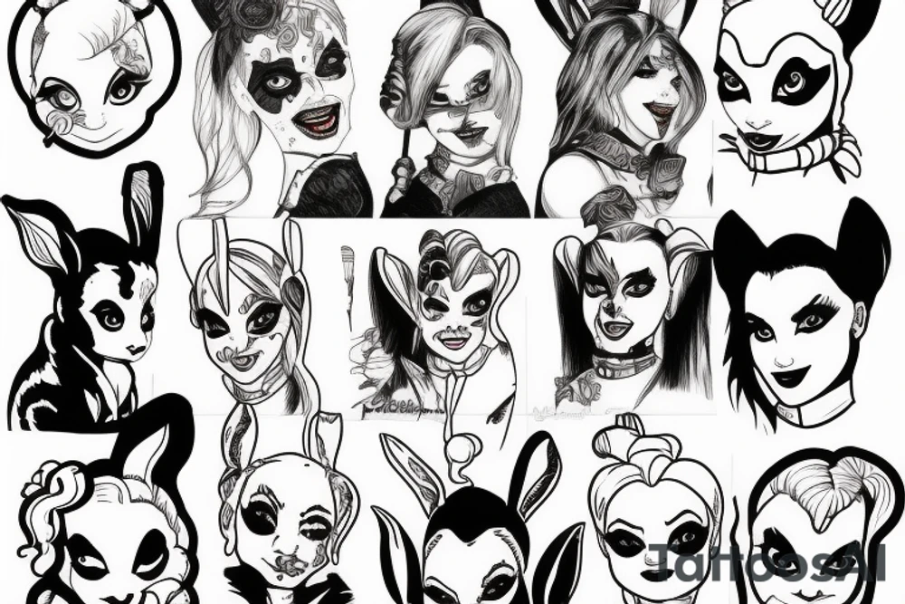 Rabbit Harley Quinn tattoo idea
