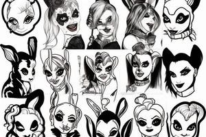 Rabbit Harley Quinn tattoo idea