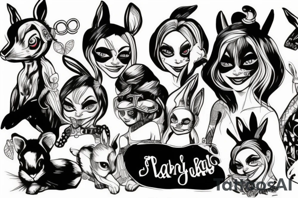Rabbit Harley Quinn tattoo idea