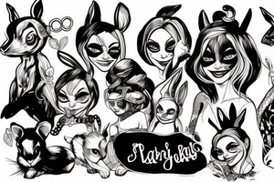 Rabbit Harley Quinn tattoo idea