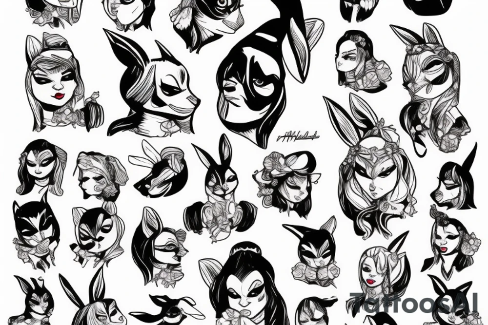 Rabbit Harley Quinn tattoo idea