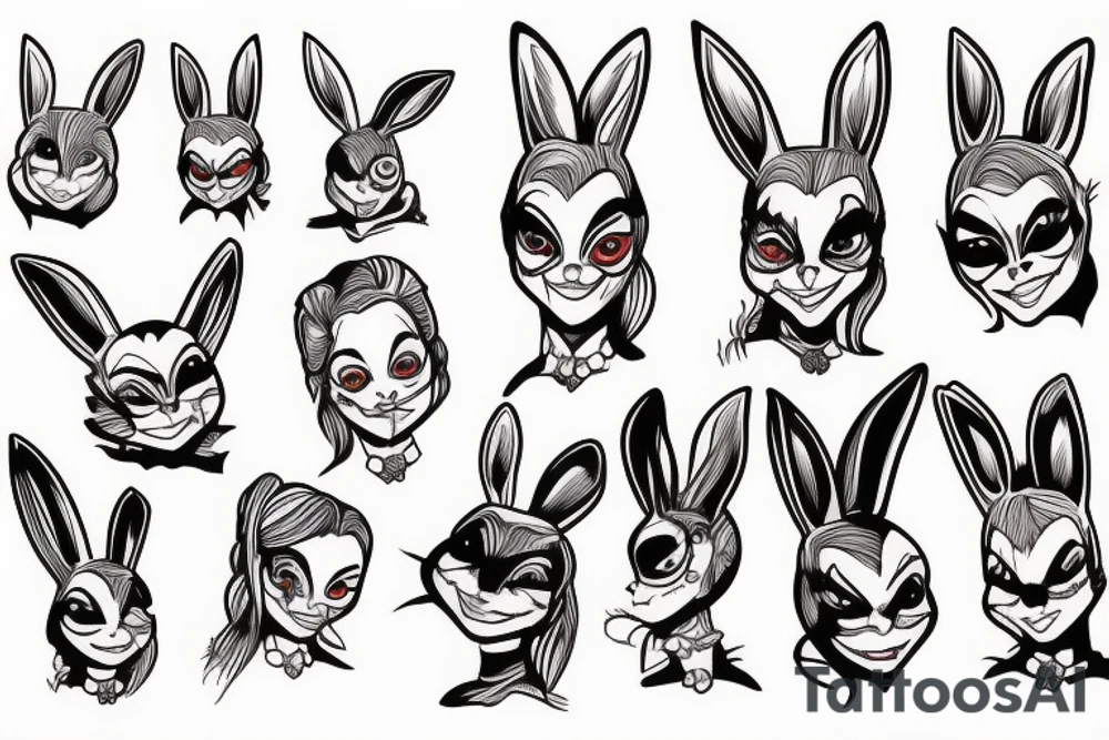 Rabbit Harley Quinn tattoo idea