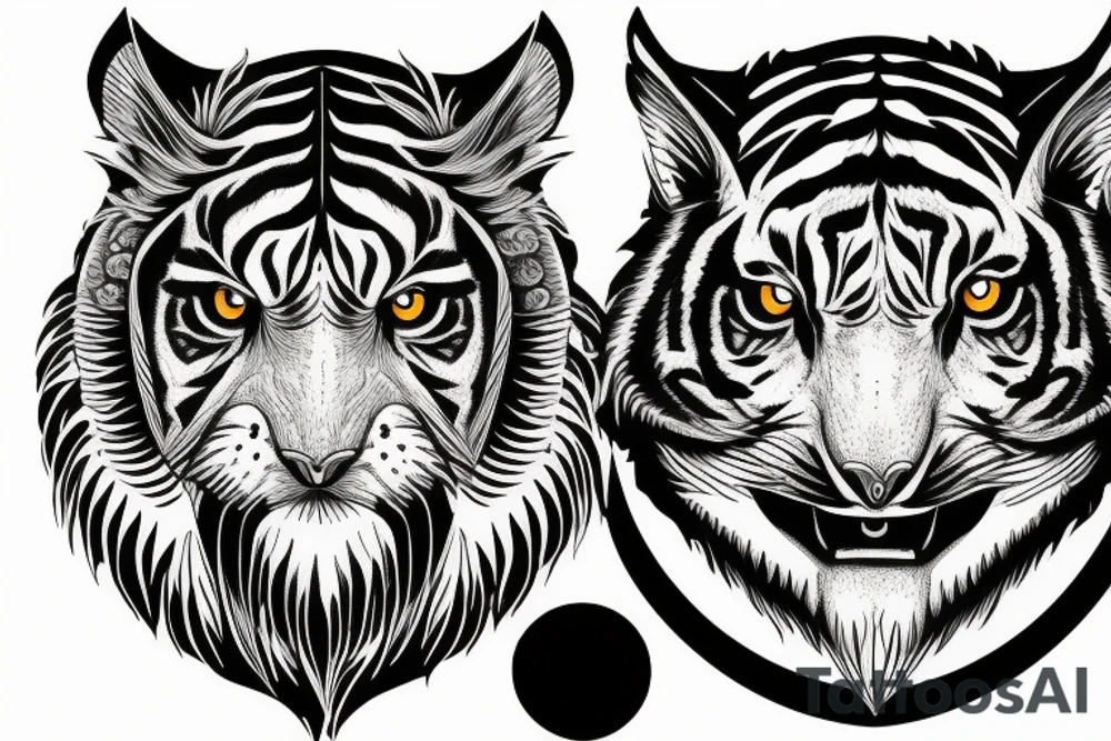 Tiger and owl eyes band tattoo idea