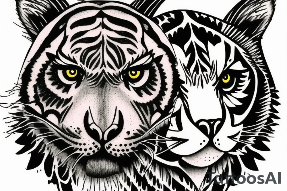 Tiger and owl eyes band tattoo idea