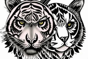 Tiger and owl eyes band tattoo idea