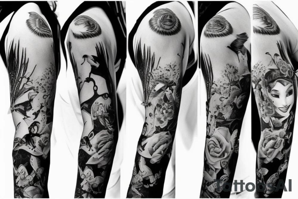 Disney princess sleeve tattoo idea