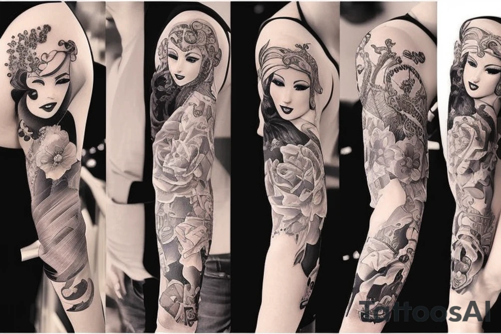 Disney princess sleeve tattoo idea
