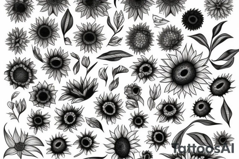 Color sunflower tattoo idea