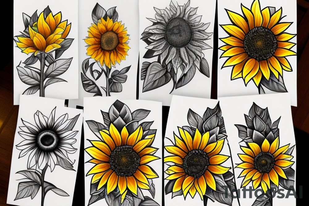 Color sunflower tattoo idea