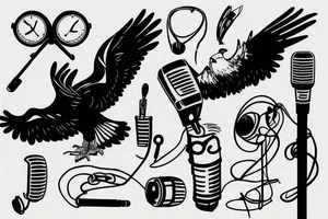Golden eagle with microphone tattoo idea
