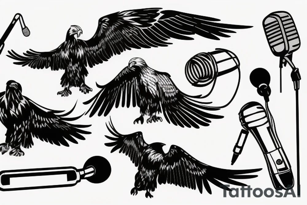 Golden eagle with microphone tattoo idea