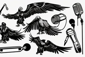 Golden eagle with microphone tattoo idea
