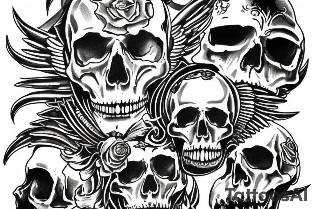 Michael the arch angel and skulls tattoo idea Michael the arch angel and skulls tattoo idea
