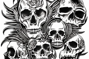 Michael the arch angel and skulls tattoo idea