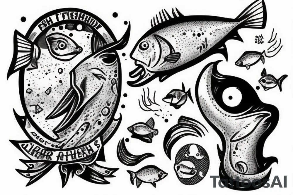 fish head fishermfn on the moon tattoo idea