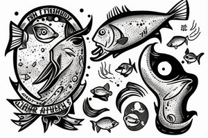 fish head fishermfn on the moon tattoo idea