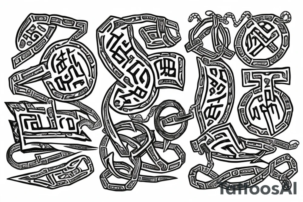 Celtik runes in a chain tattoo idea