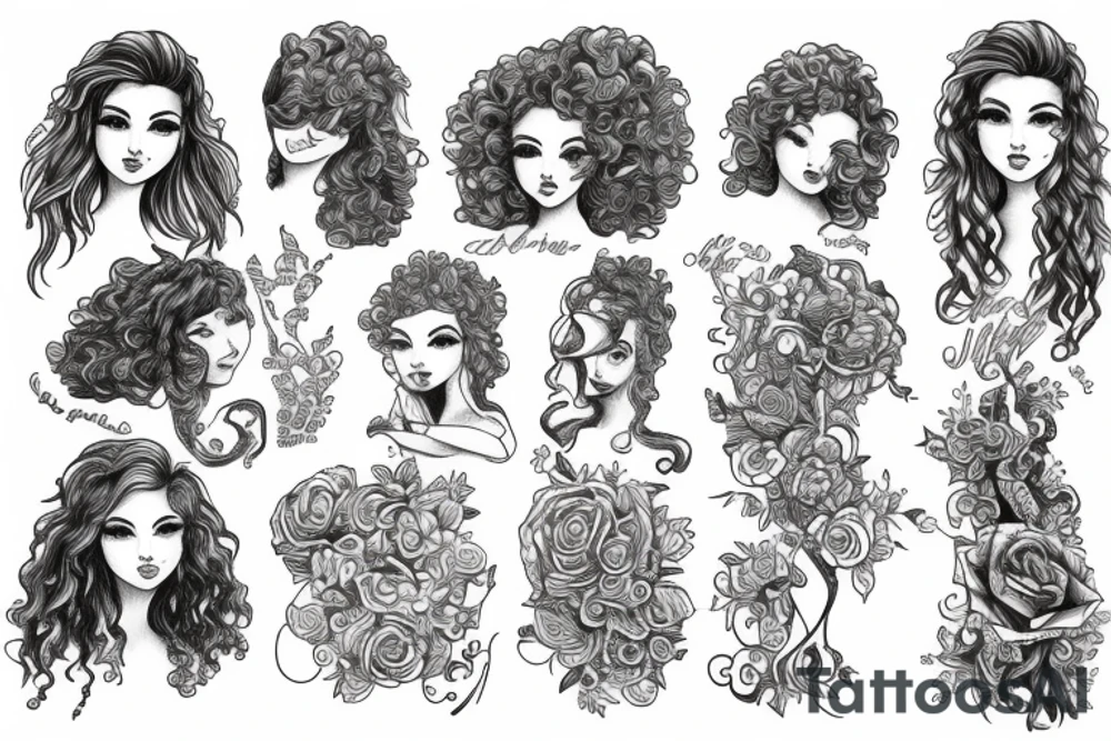 A curly girl tattoo idea