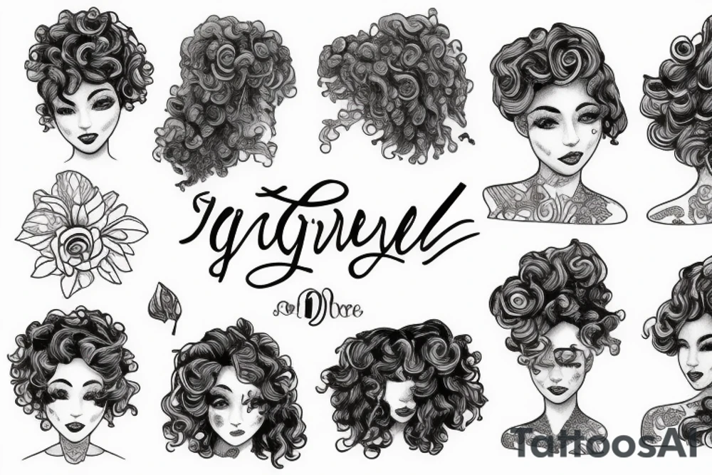 A curly girl tattoo idea