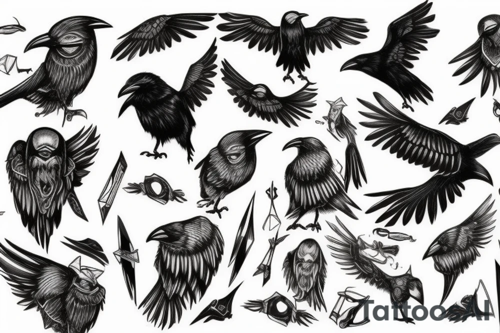 crows of odin tattoo idea