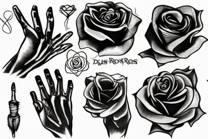 Devils hand holding a black rose tattoo idea