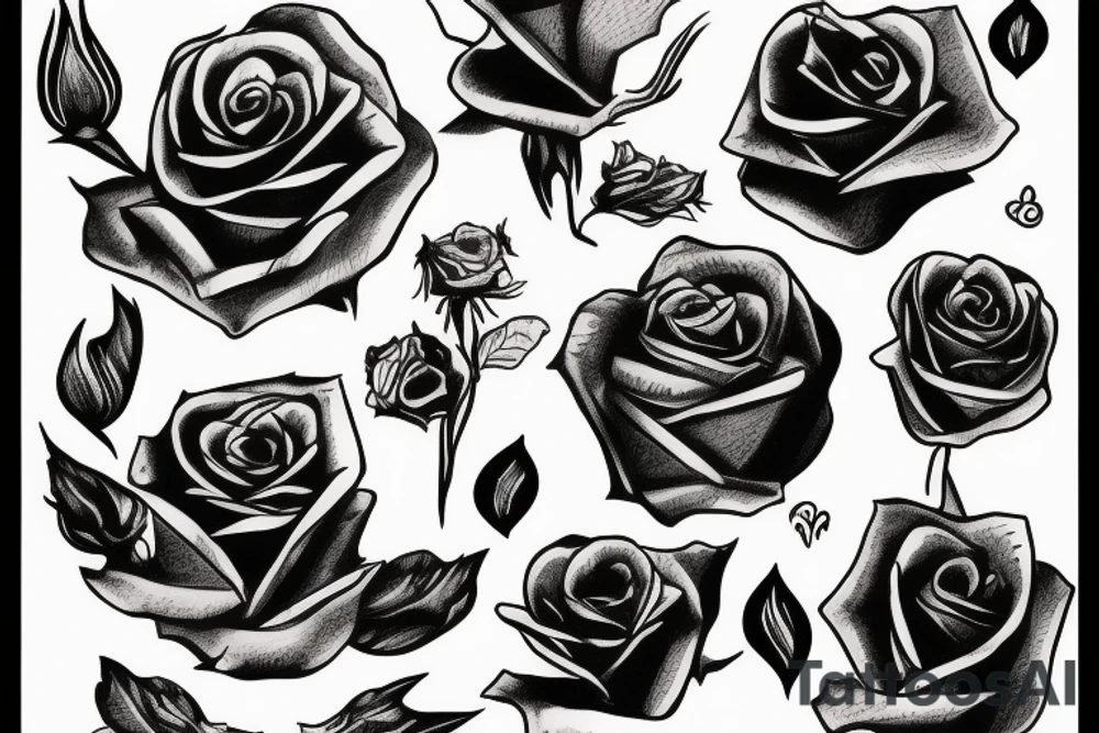 Devils hand holding a black rose tattoo idea