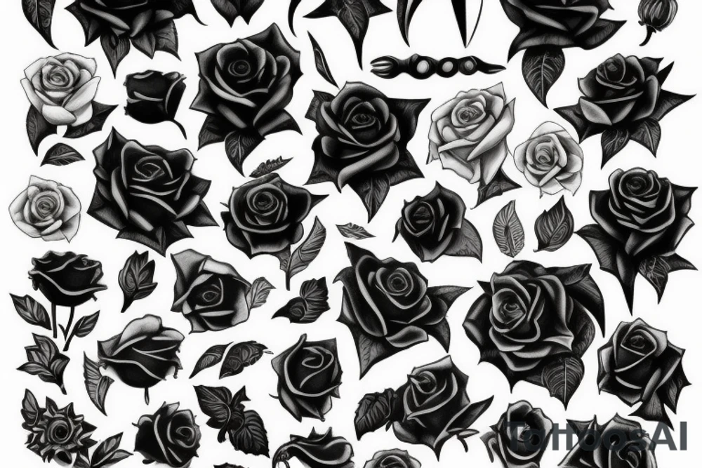 Devils hand holding a black rose tattoo idea