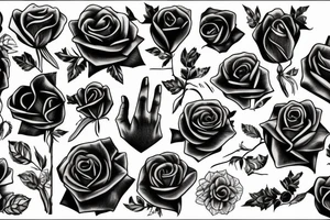 Devils hand holding a black rose tattoo idea