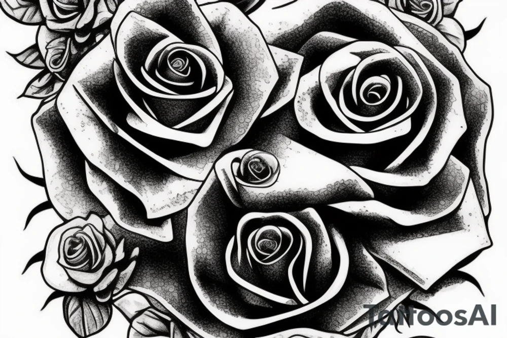 Skeleton hand holding a black rose tattoo idea