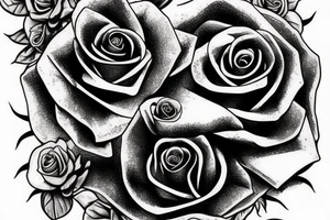 Skeleton hand holding a black rose tattoo idea