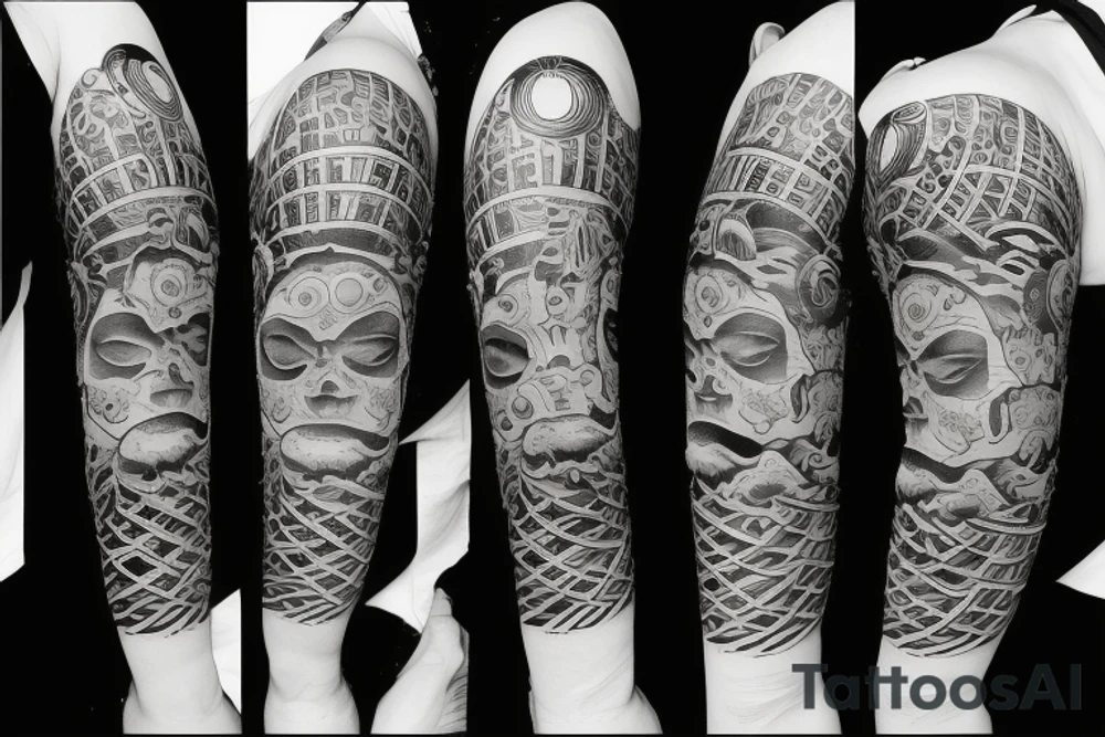 Big Sun with empty eyes tattoo idea