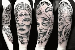Big Sun with empty eyes tattoo idea