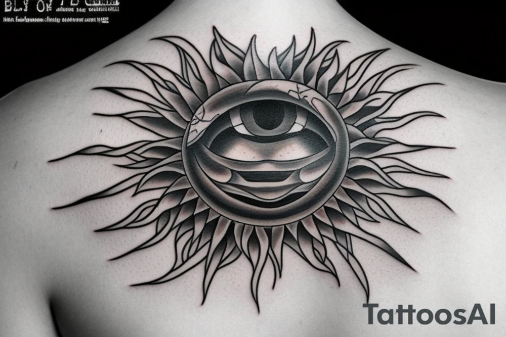 Big Sun with empty eyes tattoo idea