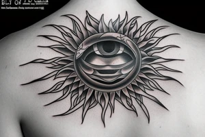 Big Sun with empty eyes tattoo idea