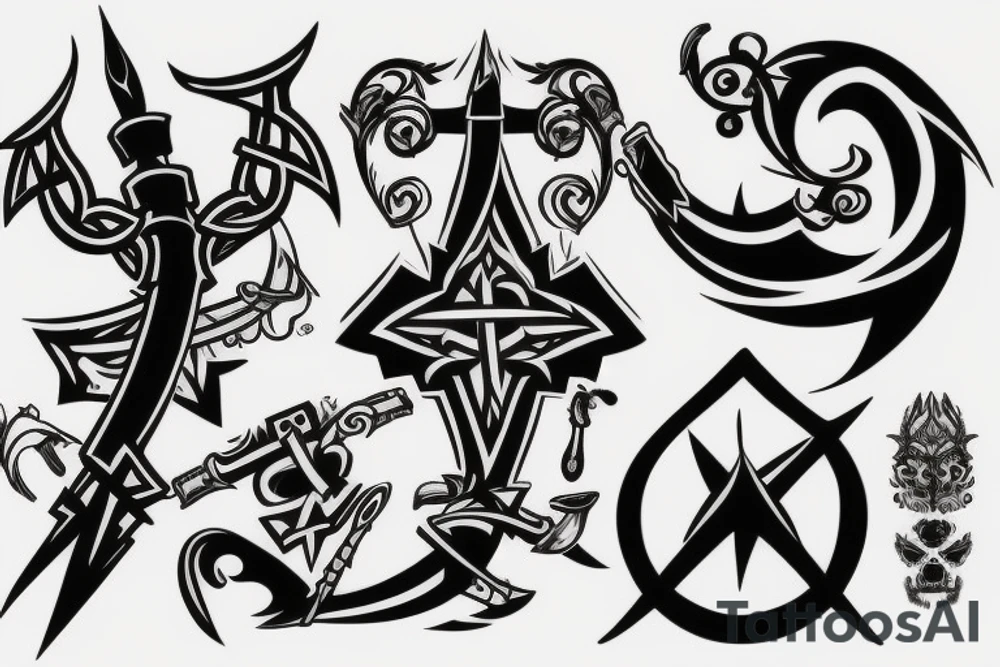 two crossed swords tattoo idea