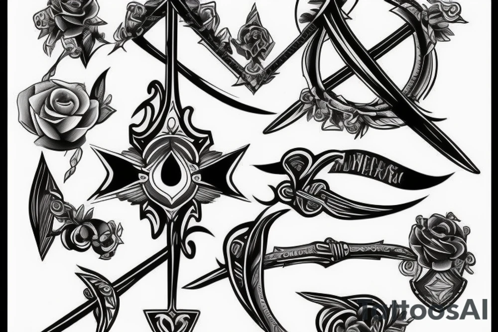 two crossed swords tattoo idea