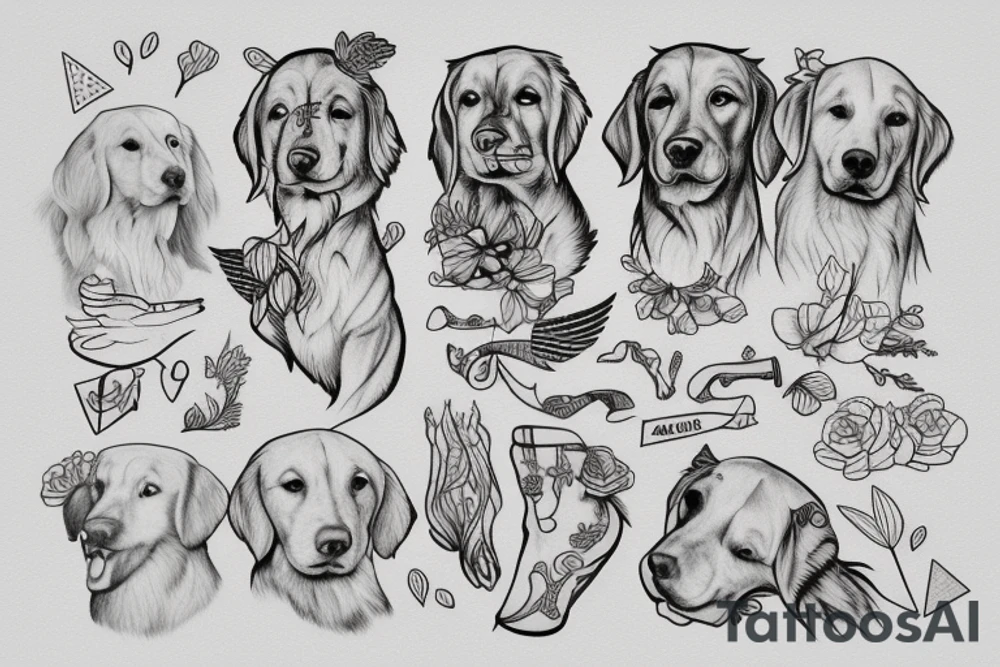 Golden retriever tattoo idea