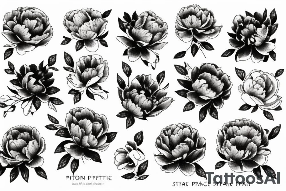 piano peony space tattoo idea