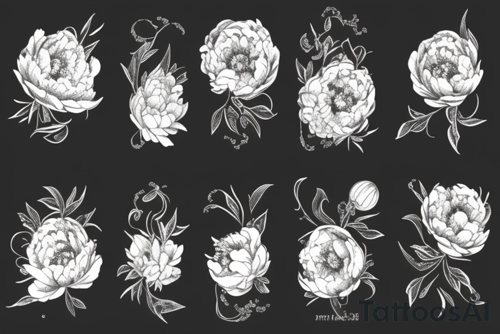 piano peony space tattoo idea