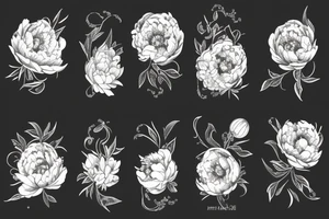 piano peony space tattoo idea