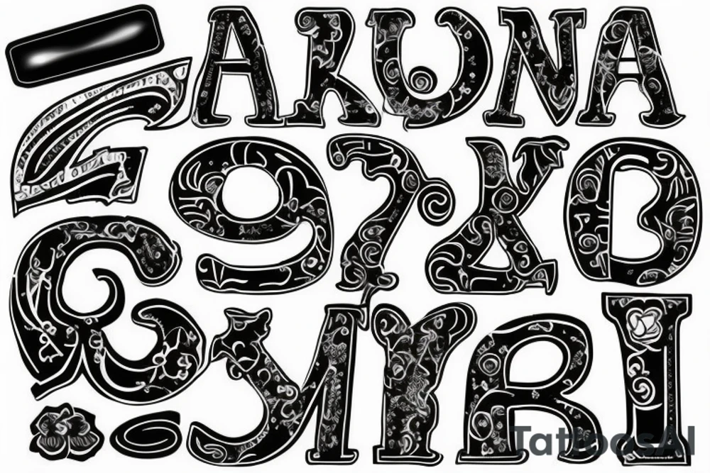 a design consisting of letters S,N and A tattoo idea