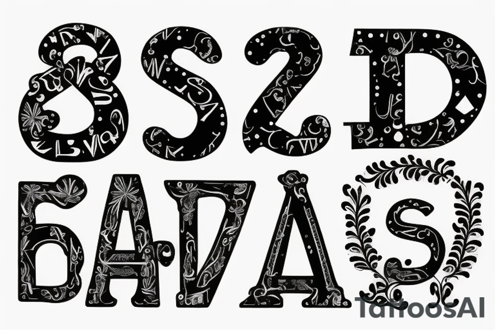 a design consisting of letters S,N and A tattoo idea