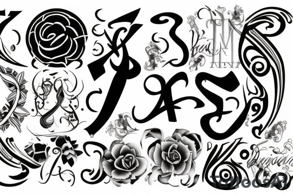 a mixed design of S,N and A tattoo idea