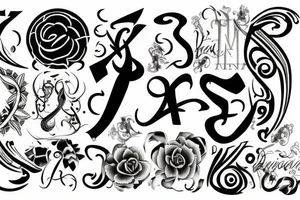 a mixed design of S,N and A tattoo idea